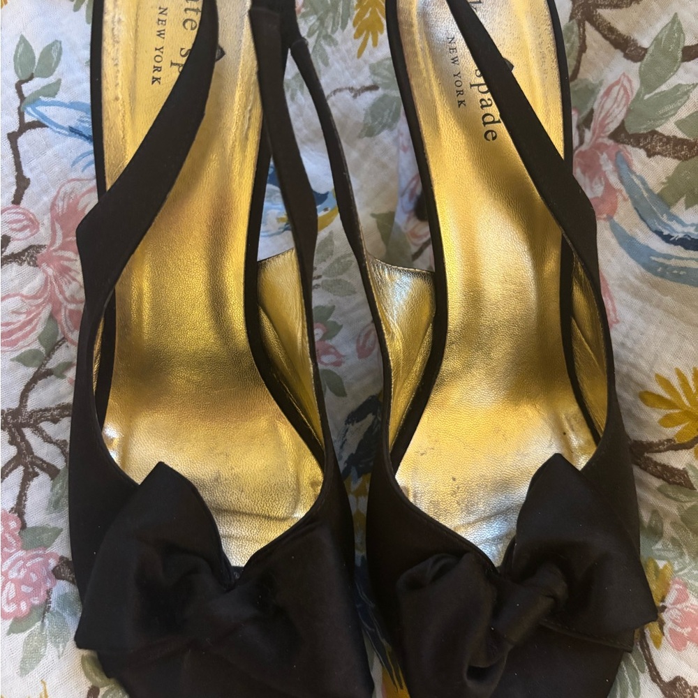 Kate Spade Black Heels with Bow Accent